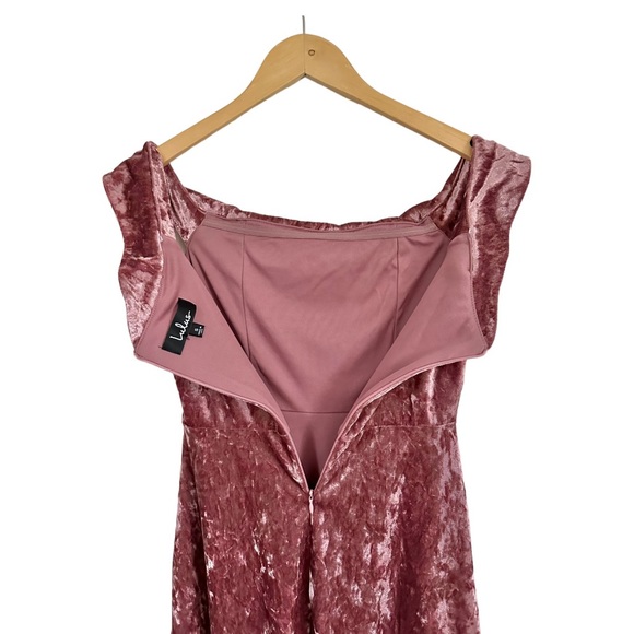 Lulu's Season of Fun Dusty Mauve Velvet Off-the-Shoulder Skater Mini Dress Small - Picture 14 of 16